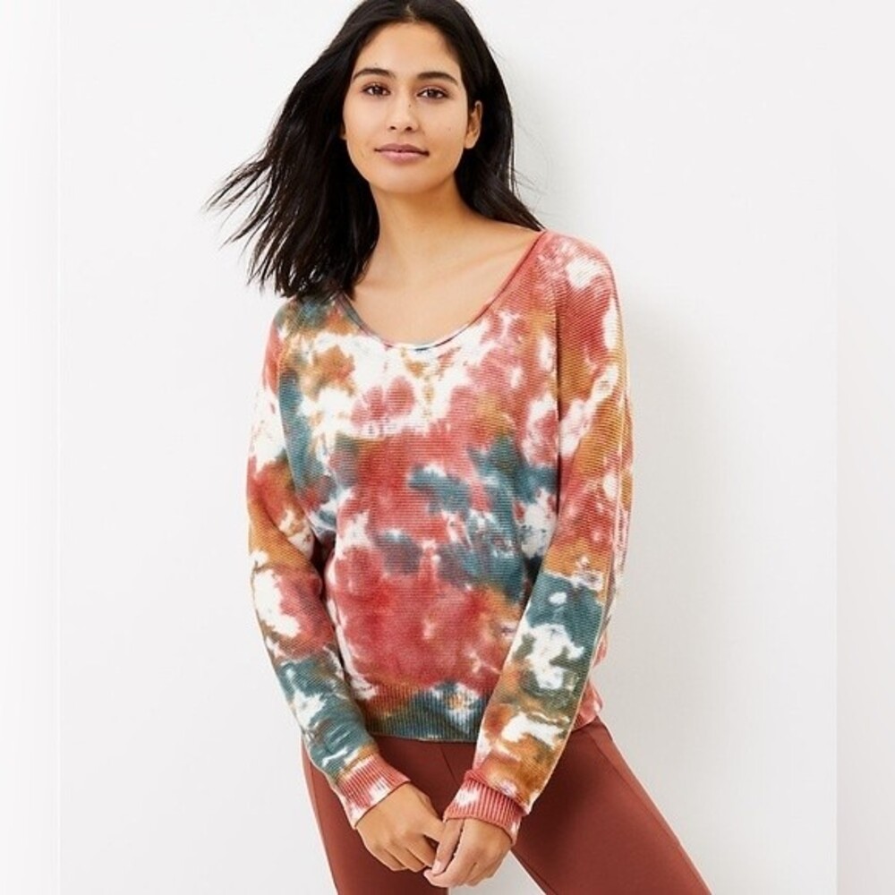 Lou & Grey Tie Dyed Thermal Sweater 100% Cotton Size XS